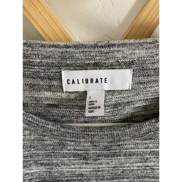 Calibrate Sweater Men's Large Gray Slub Crewneck Pullover Textured Cotton Blend - Picture 4 of 8